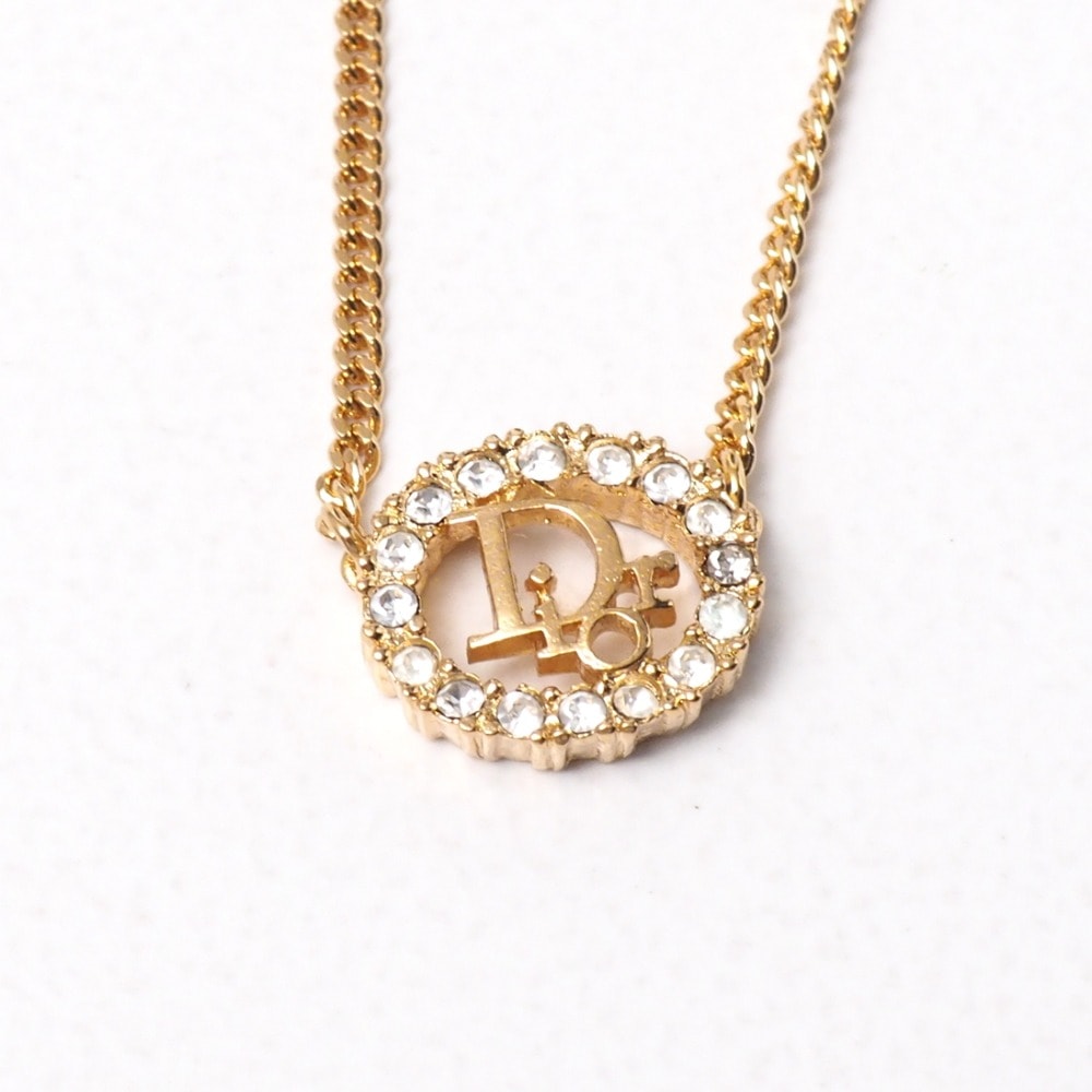 ■美品■Christian Dior クリスチャンディオール ヴィンテージ ネックレス ラインストーン Diorロゴ ブランド古着【中古】20260819/RB0395