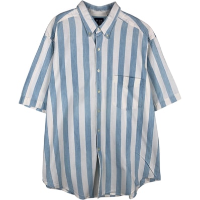 古着 90年代 ギャップ GAP オールドギャップ 半袖 ボタンダウン ストライプシャツ メンズL相当 ヴィンテージ/eaa625534