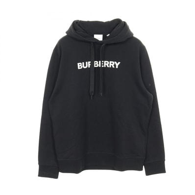 バーバリー BURBERRY ロゴプリント パーカー 衣料品 トップス コットン メンズ レディース ブラック系 8055318 【中古】