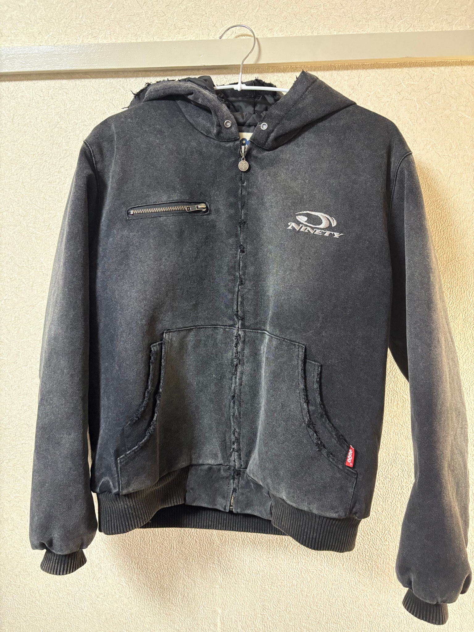 9090 Heisei Logo Vintage Like Duck Hoodie "Charcoal Black"