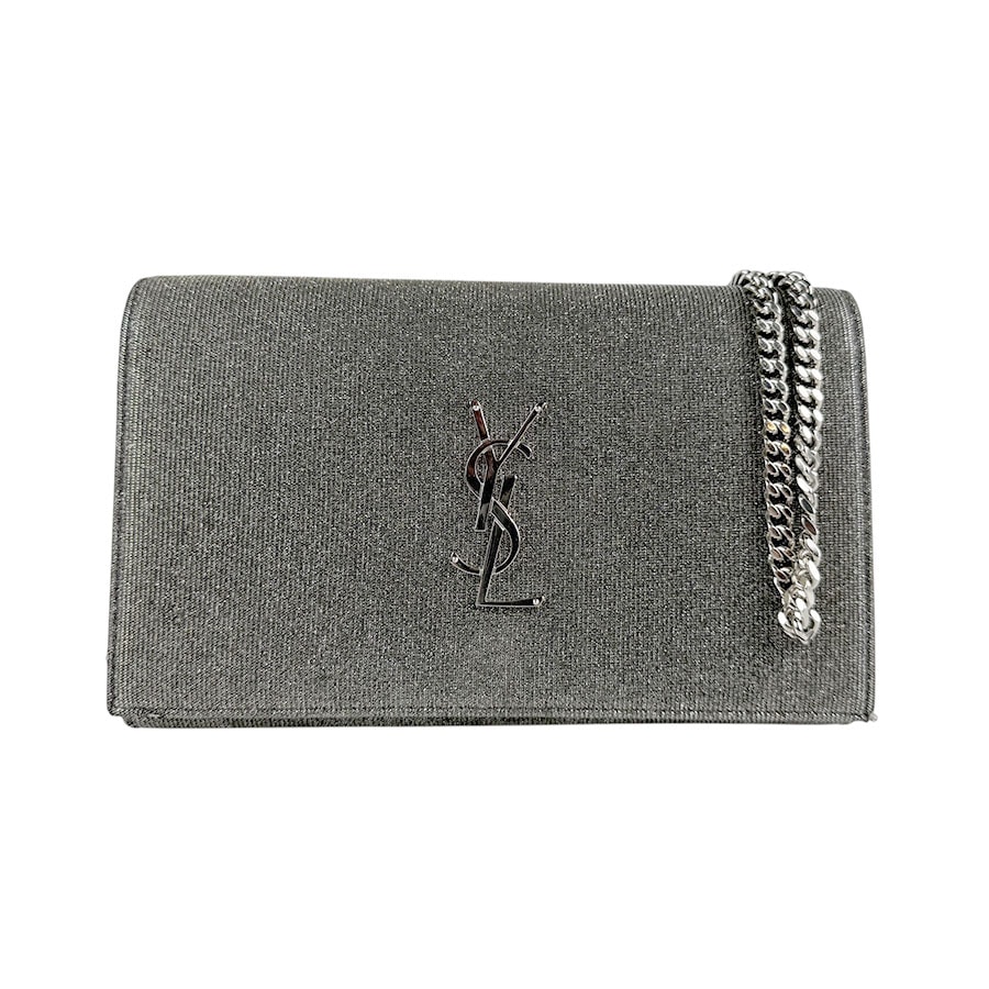 サンローラン SAINT LAURENT  チェーンウォレット ブラック×シルバー シルバー レディース 377829【中古】 z6620
