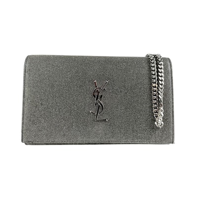 サンローラン SAINT LAURENT チェーンウォレット ブラック×シルバー シルバー レディース 377829【中古】 z6620