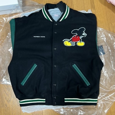 Supreme x Number (N)ine x Mickey Mouse Varsity Jacket "Black"