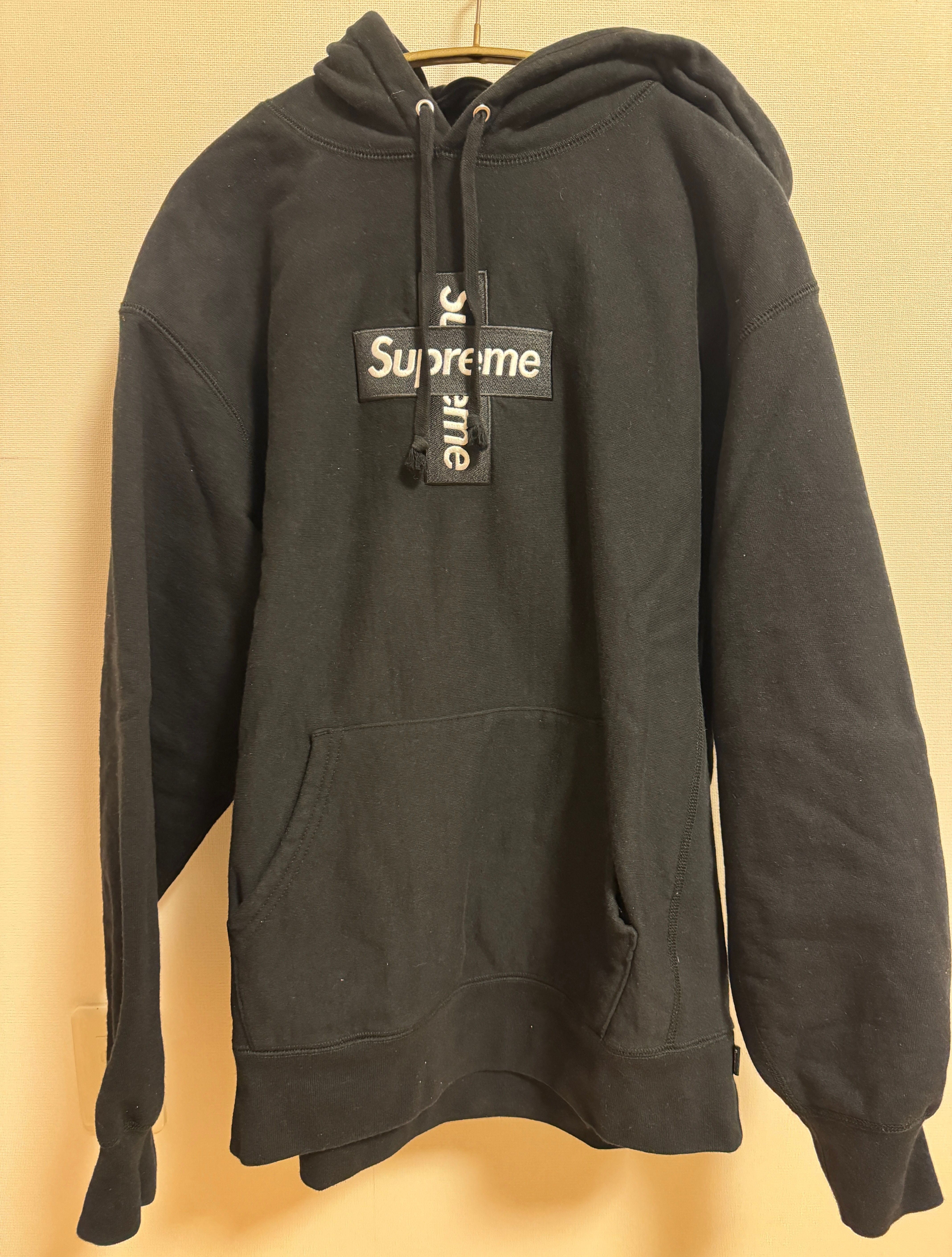 Supreme Cross Box Logo Hooded Sweatshirt "Black"