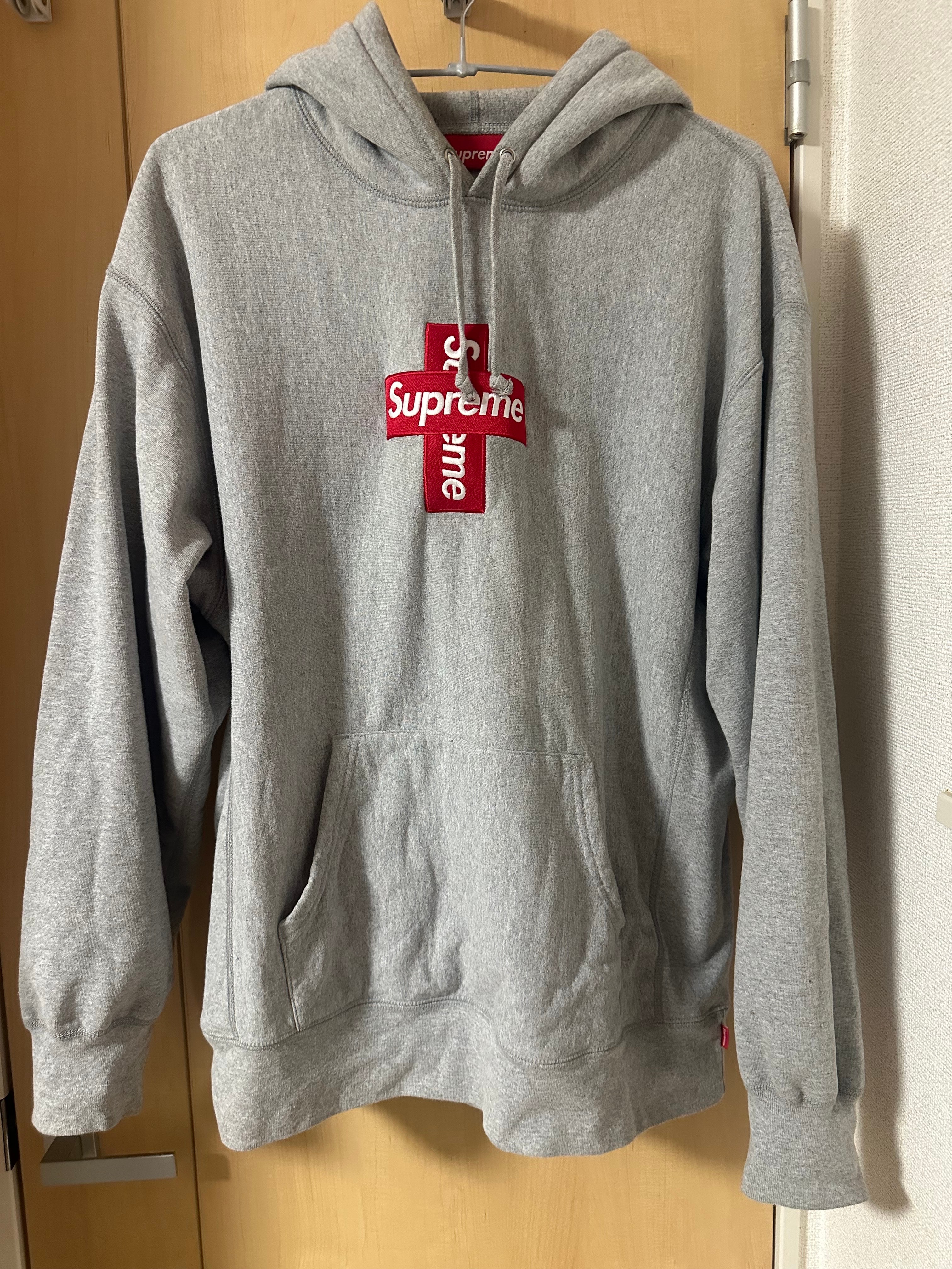 Supreme Cross Box Logo Hooded Sweatshirt "Grey"