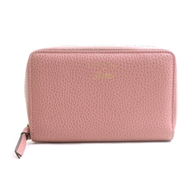グッチ GUCCI 二つ折り財布 スウィング レザー ピンクベージュ ゴールド レディース 354497【中古】 e62462a