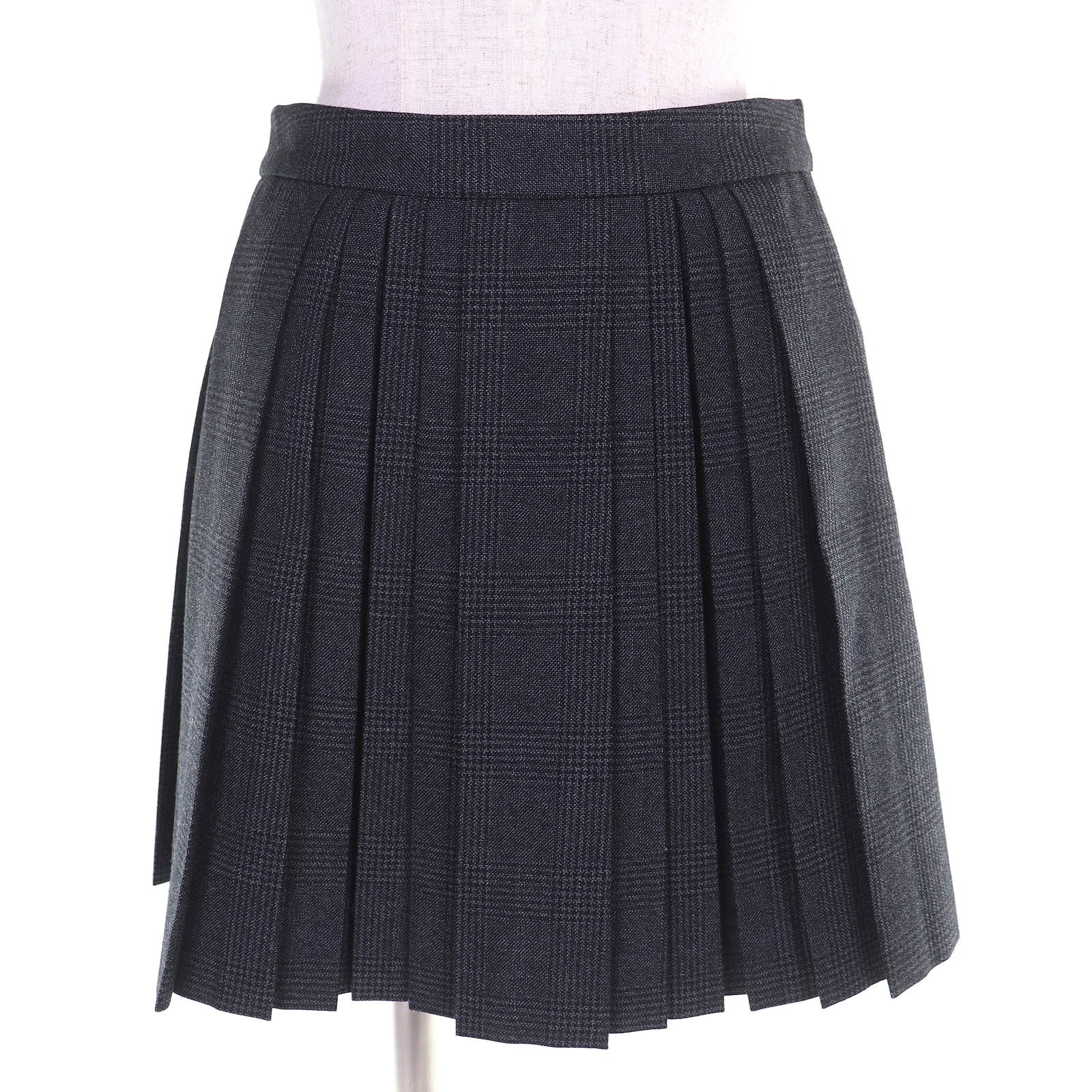 極美品 セリーヌ プリーツスカート グレンチェック 34 2J066213F