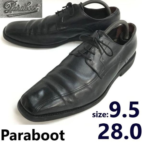 パラブーツ/Paraboot★本革/スワールモカ/レザーシューズ【9.5/28.0程度/黒】ビジネス/ドレスシューズ/Leather/Dress shoes/France◆bi-163