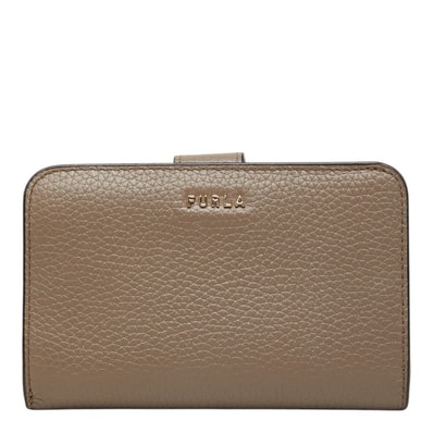 フルラ バビロン BABYLON COMPACT WALLET L字ファスナー 二つ折り財布 グレージュ レザー レディース Furla 中古