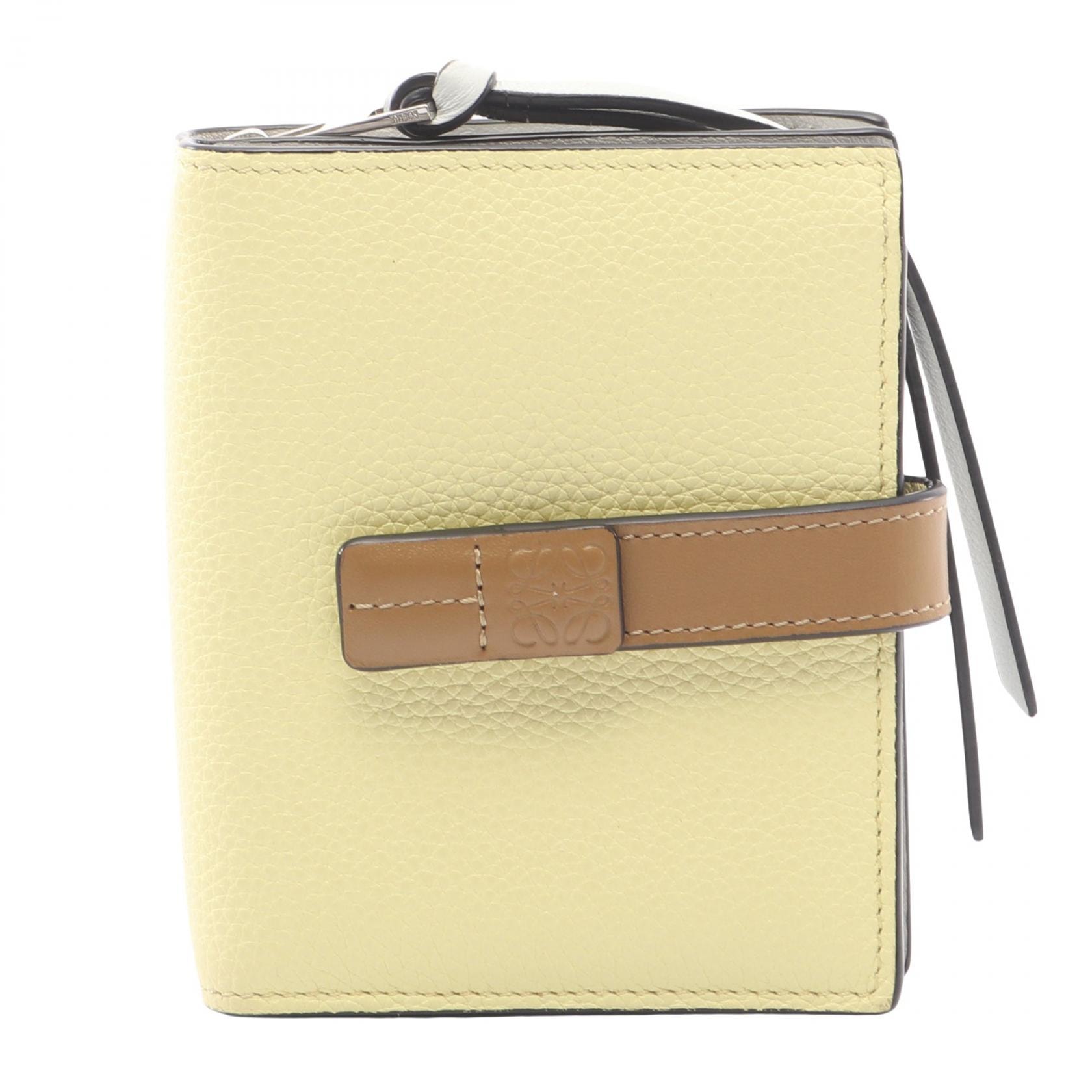 ロエベ LOEWE バイフォールド ウォレット 二つ折り財布 財布 レザー レディース イエロー系 【中古】