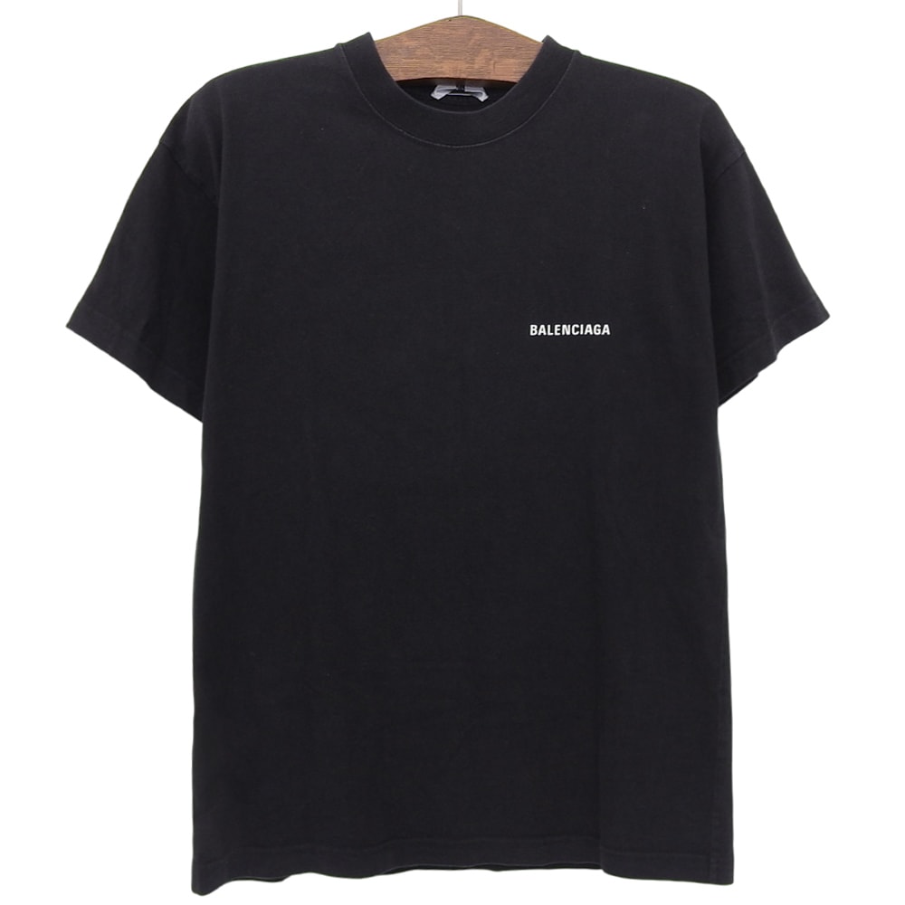 バレンシアガ コットン Tシャツ トップス メンズ 黒 ブラック M 612965 TIVG5 21年 M