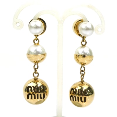 ミュウミュウ MIUMIU ピアス メタル/フェイクパール ゴールド レディース【中古】 56759k