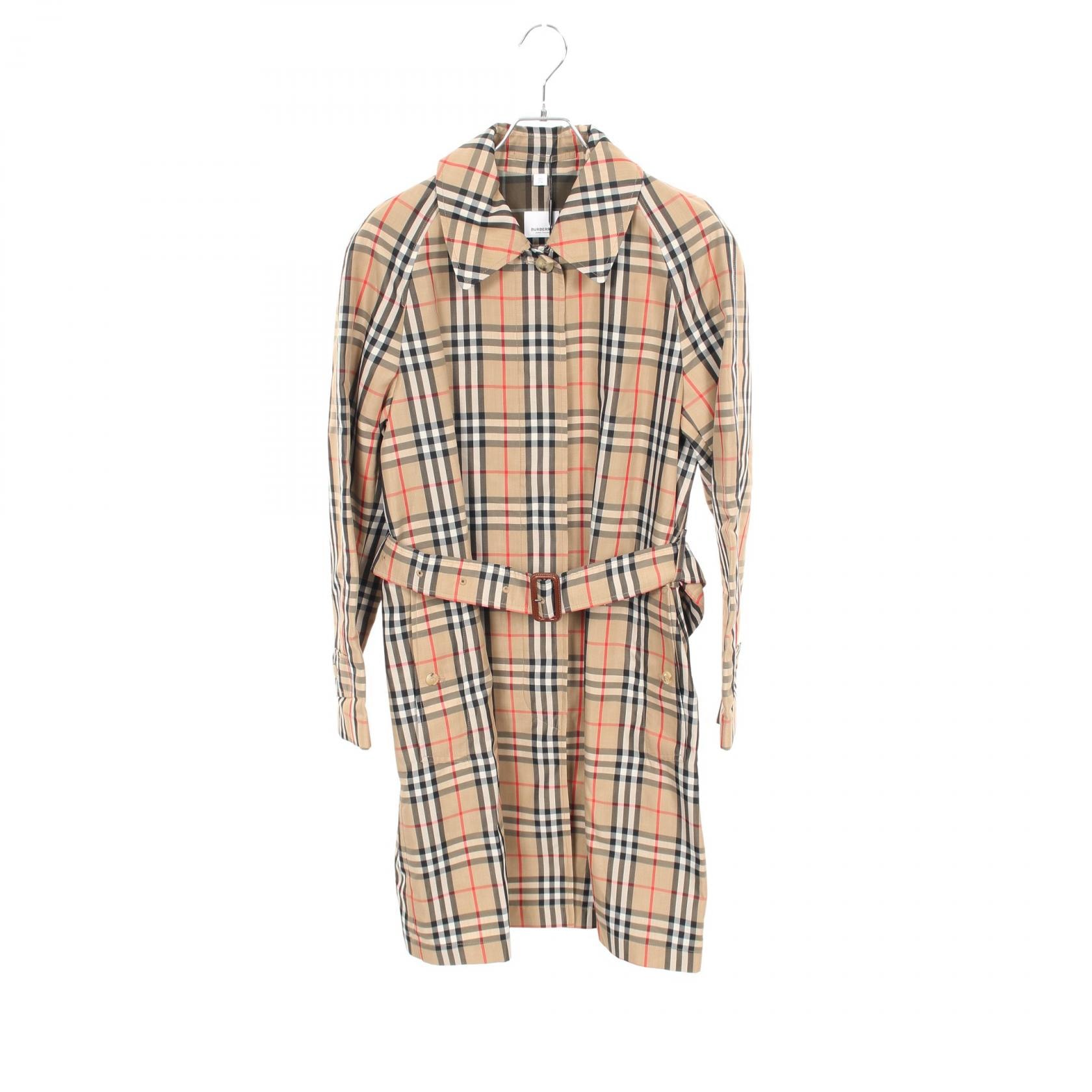 버버리 BURBERRY 노바 체크 컬러 코트 의류 겉감 코튼 폴리에스터 여성용 베이지/멀티컬러 [중고]