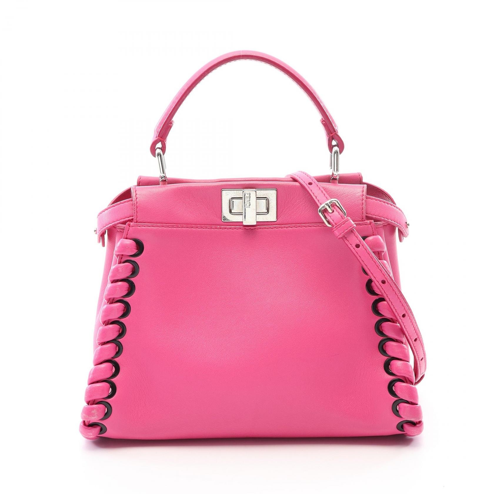 フェンディ FENDI ミニピーカブー 2WAY ハンドバッグ バッグ レザー レディース ピンク系 【中古】