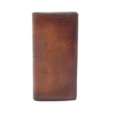 ベルルッティ Berluti カリグラフィ エスパス 二つ折り長財布 財布 レザー メンズ ブラウン系 【中古】