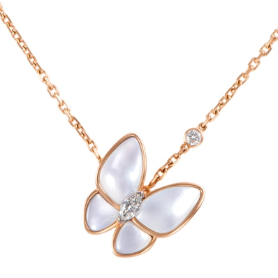 Van Cleef & Arpels ヴァンクリーフ&アーペル ドゥ パピヨン ペンダント VCARO8FO00 ネックレス K18RG マザー オブ パール ダイヤモンド ゴールド ホワイト【中古】