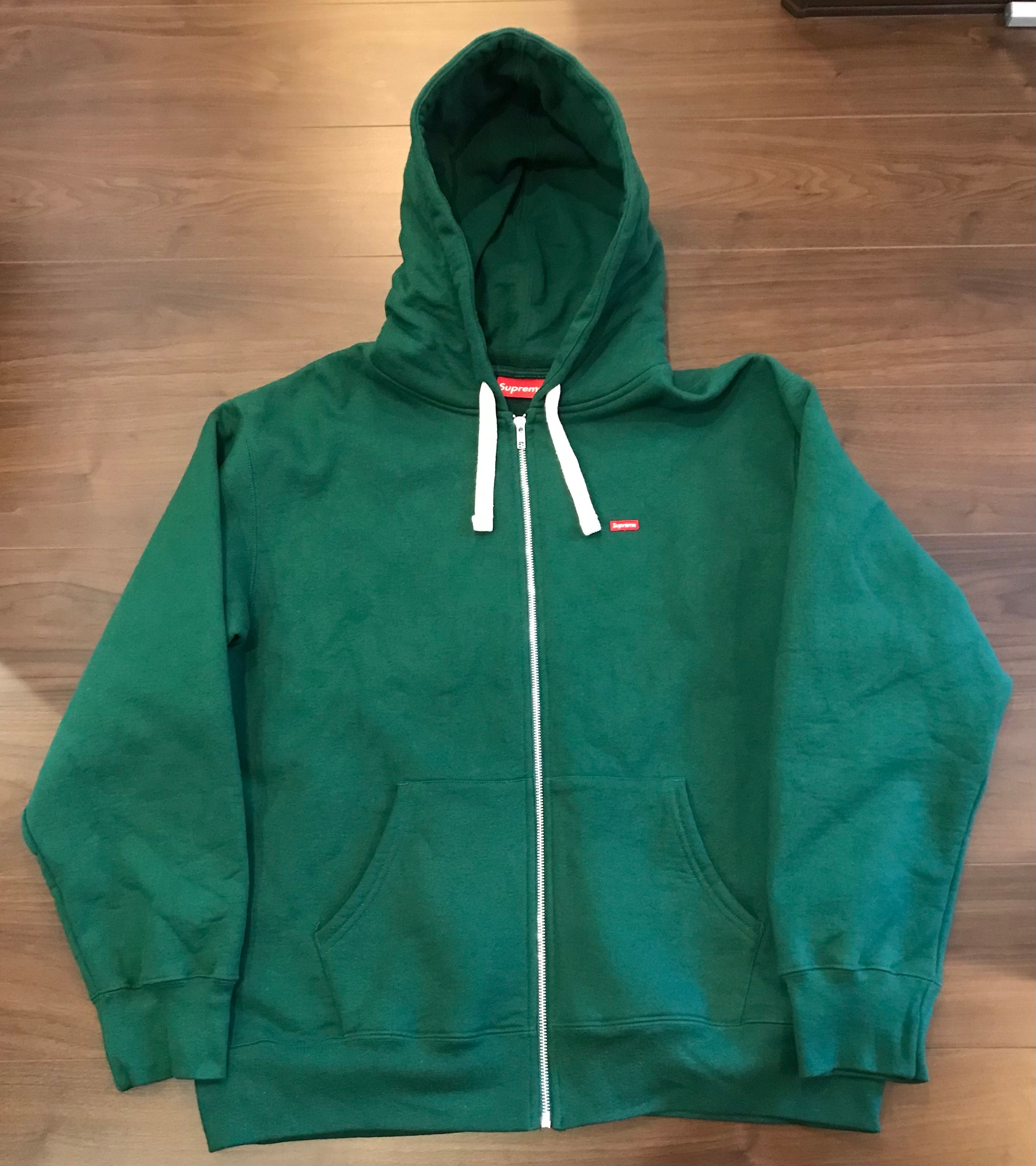 Supreme Small Box Drawcord Zip Up Hooded Sweatshirt "Dark Green"