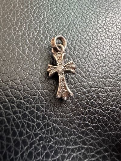 Chrome Hearts Cross Baby Fat Charm Pave Diamond "Silver"