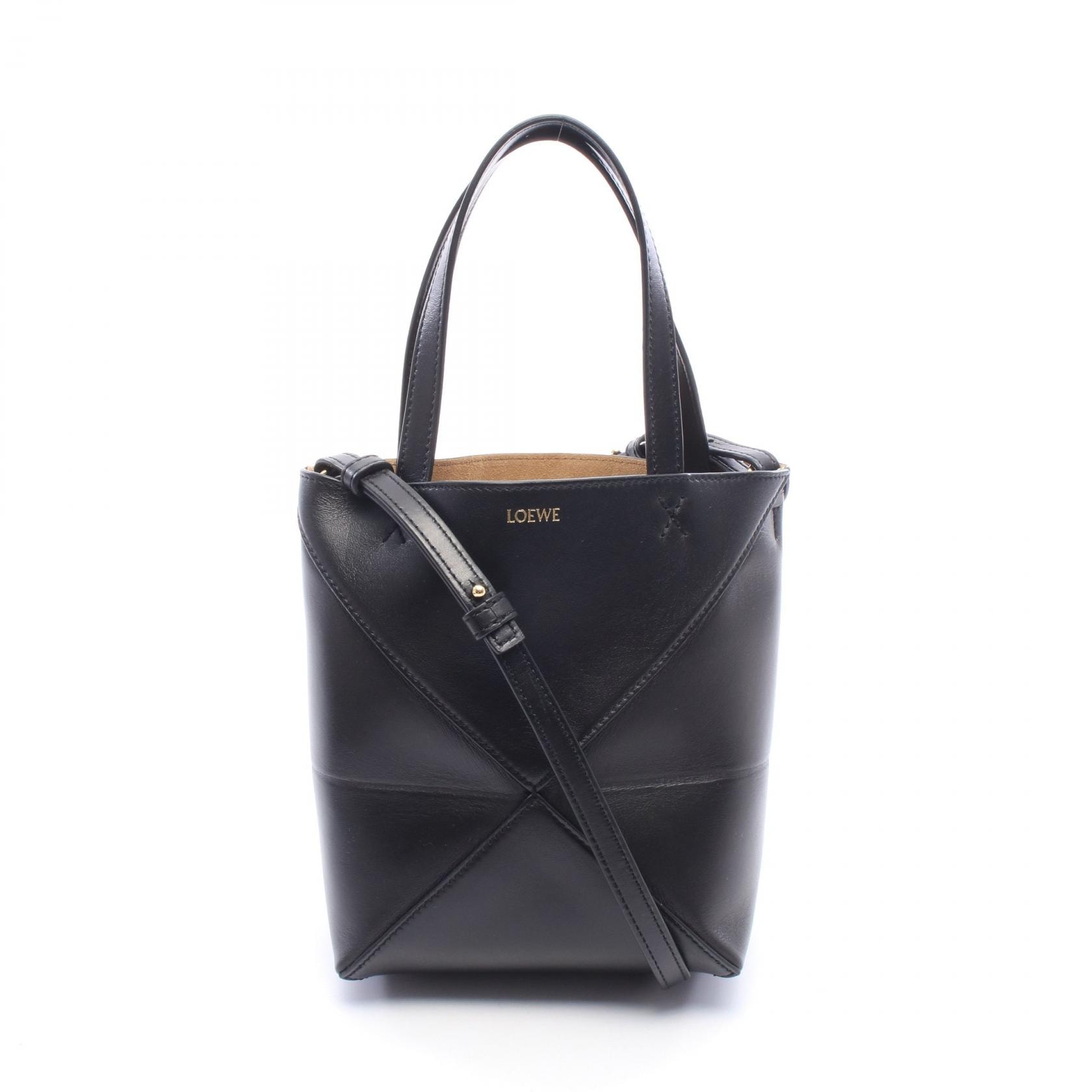 ロエベ LOEWE パズルフォルド ミニ 2WAY ハンドバッグ バッグ レザー レディース ブラック系 A657V25X01 【中古】