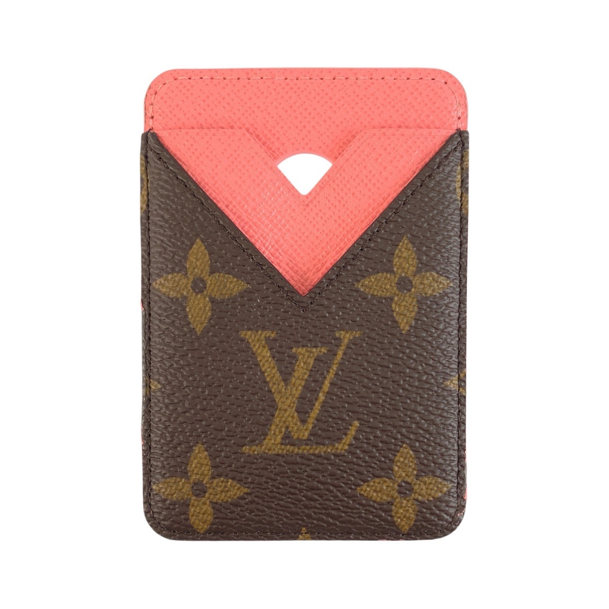 LOUIS VUITTON ルイヴィトン モノグラム ポルト カルト マグネット ピンク ブラウン PVC カードケース MagSafe対応 603999 【中古】