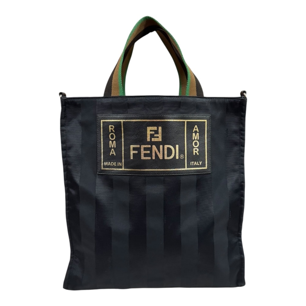 フェンディ ペカン トートバッグ ナイロン 7VA454 ブラック ユニセックス FENDI  中古