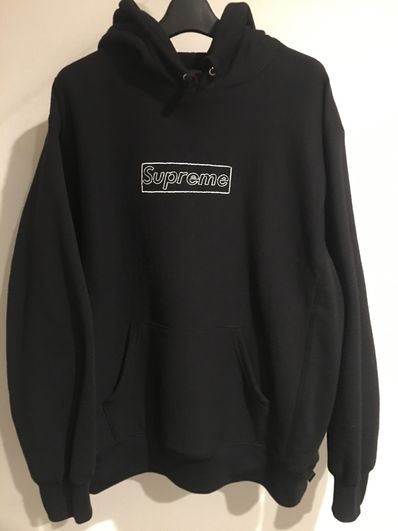 Supreme KAWS Chalk Logo Hooded Sweatshirt "Black"(2021)