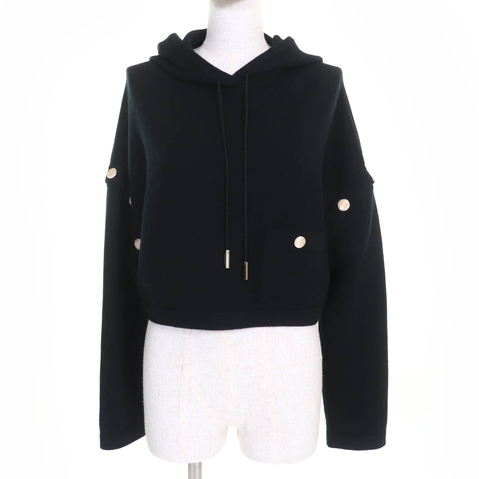 極美品 シャネル パーカー ブラック レディース 34 P72799K10443
