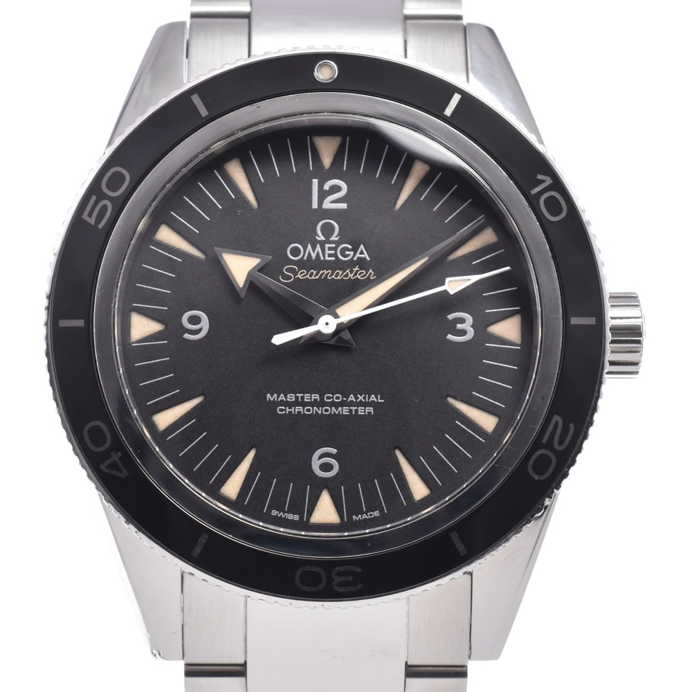 オメガ OMEGA 233.30.41.21.01.001 シーマスター 300 マスターコーアクシャル ブラック 自動巻き メンズ 良品 腕時計 A#149035