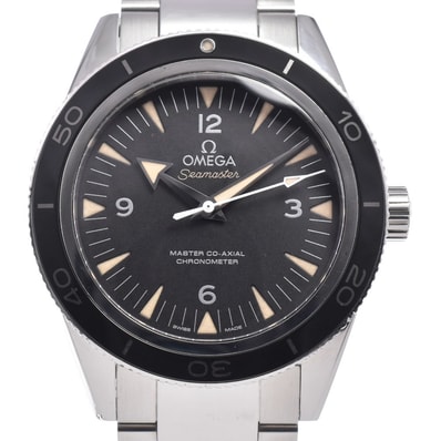 オメガ OMEGA 233.30.41.21.01.001 シーマスター 300 マスターコーアクシャル ブラック 自動巻き メンズ 良品 腕時計 A#149035