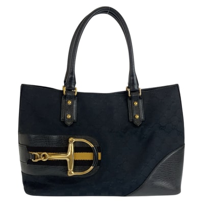 GUCCI グッチ シャリーライン ホースビット ブラック 黒 ゴールド金具 GGキャンバス レザー/ トートバッグ ショルダーバッグ 505886 【中古】
