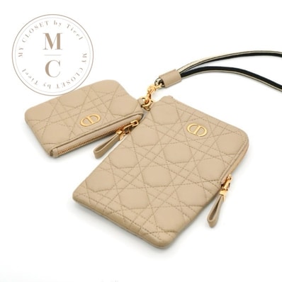 クリスチャンディオール CHRISTIAN DIOR 携帯・スマホアクセサリー ベージュ ゴールド ブラック レディディオール カナージュ ディオールカロ フォンケース モバイルポーチ ポシェット コインケース