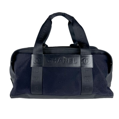 シャネル CHANEL ハンドバッグ スポーツライン キャンバス ブラック レディース【中古】 z10763