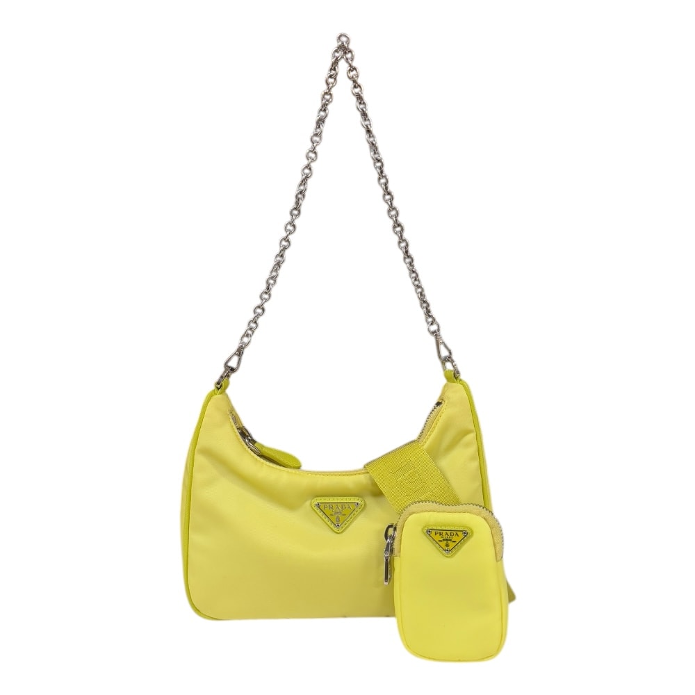 プラダ ショルダーバッグ ナイロン 1BH204 イエロー レディース PRADA  中古