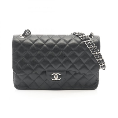 シャネル CHANEL デカマトラッセ30 クラシック ラージ Wフラップ ショルダーバッグ バッグ キャビアスキン(グレインドカーフ) レディース ブラック系 【中古】
