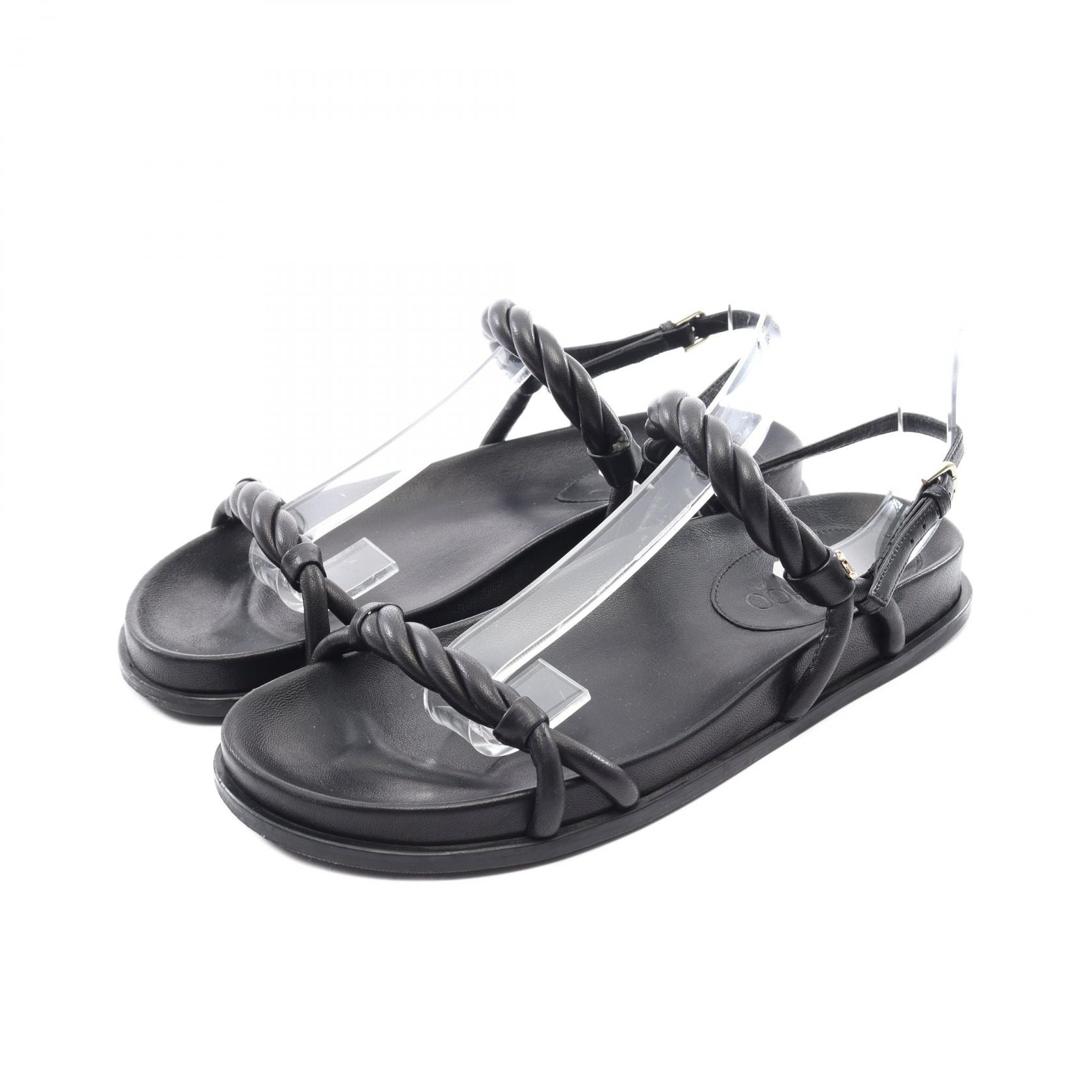 ジミーチュウ JIMMY CHOO DIOSA FLAT フラット サンダル 靴 レザー レディース ブラック系 【中古】