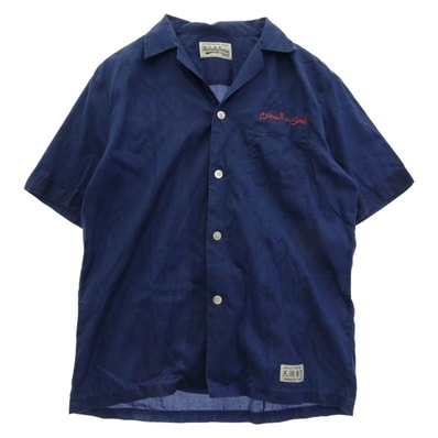 WACKO MARIA ワコマリア 半袖シャツ 20SS MAFIA SHIRT TYPE-2 50's マフィアシャツ ロゴ プリント オープンカラーシャツ ネイビー系 M【中古】