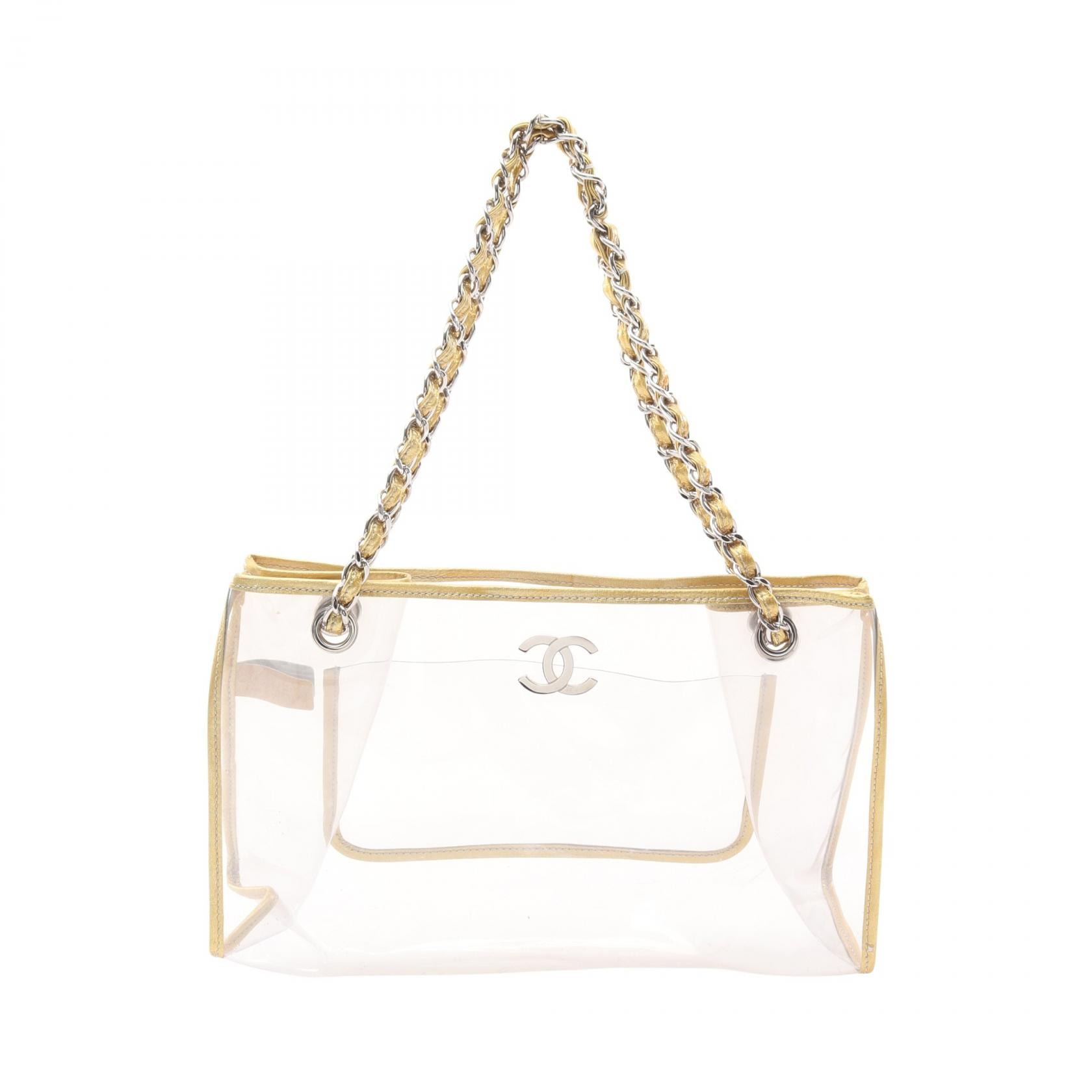 シャネル CHANEL ココマーク トートバッグ バッグ ビニール レザー レディース クリア系 / ゴールド系 【中古】