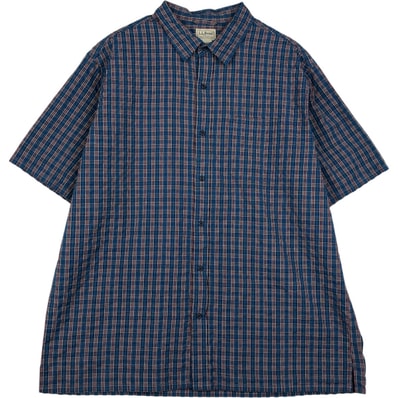 古着 90~00年代 エルエルビーン L.L.Bean シアサッカー 半袖 コットン チェックシャツ ボックスシャツ メンズXL相当 ヴィンテージ/eaa623297