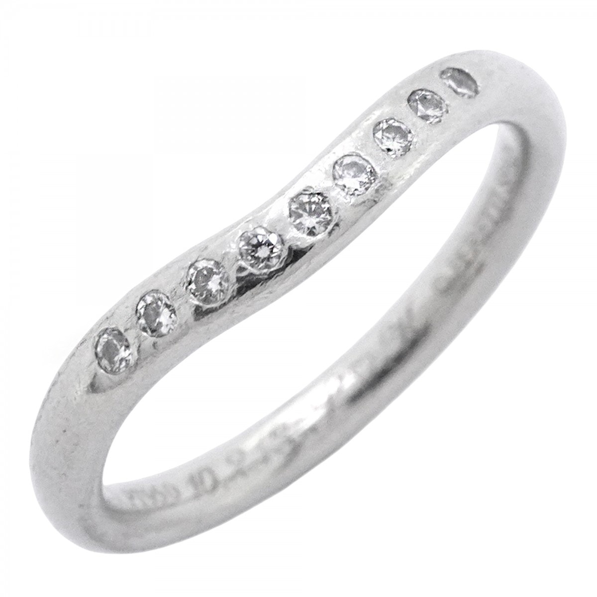 ★SALE【6jdb0408-07】ティファニー リング カーブドバンド Pt950 プラチナ ダイヤモンド 5号【中古】レディース