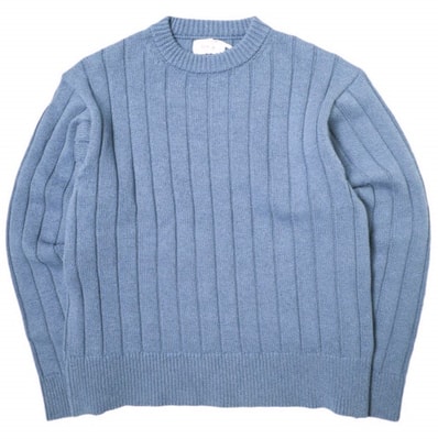 新品 Ernie Palo アーニーパロ 25SS 日本製 WIDE RIB KNIT ワイドリブニット EP09KN01 46 SAX セーター クルーネック コットン ミドルゲージ 定価50,600円 トップス g21360