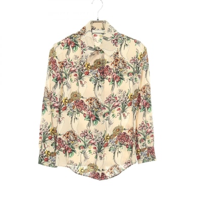 グッチ GUCCI フローラル 長袖 衣料品 トップス シルク レディース ベージュ系 / マルチカラー 488563 【中古】
