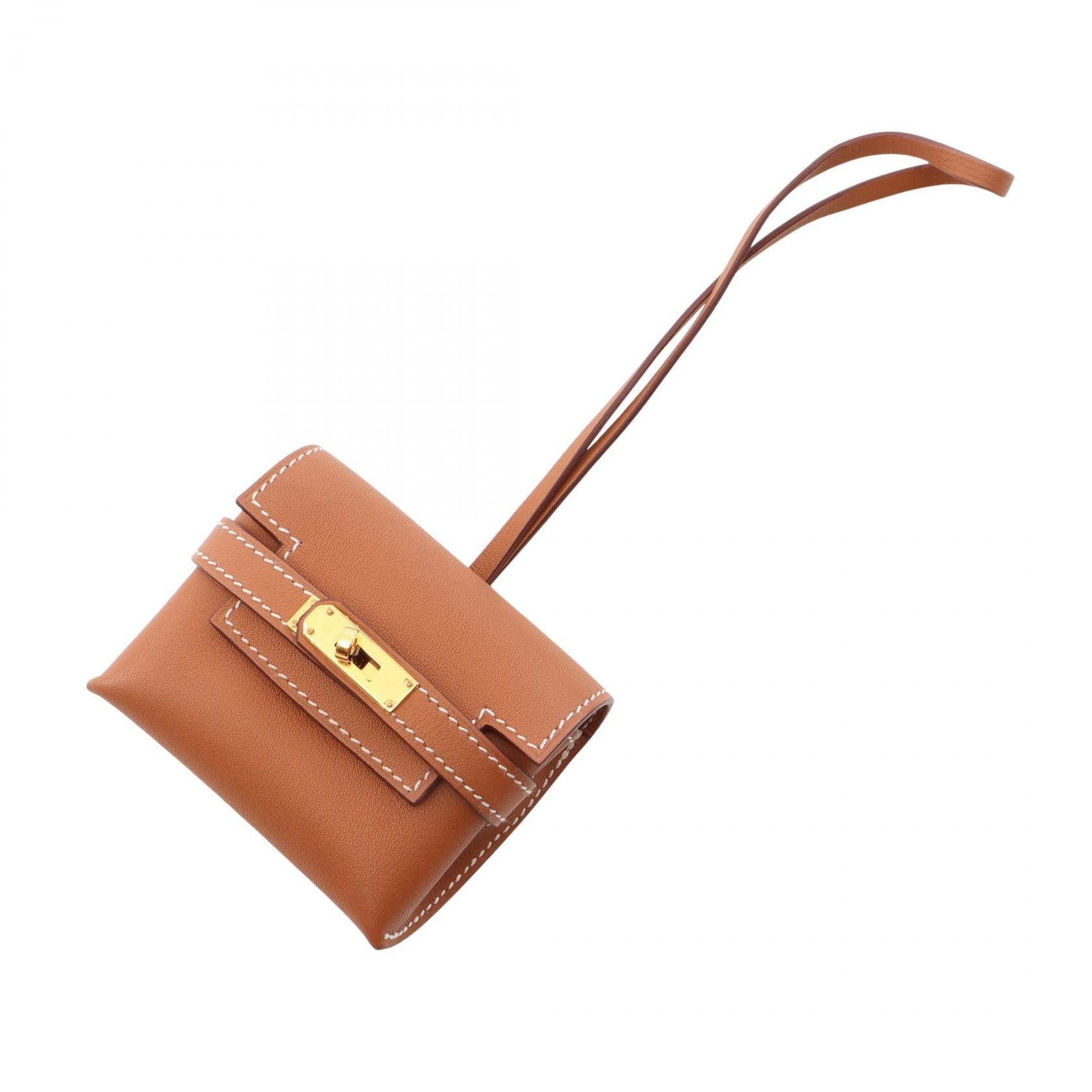 エルメス HERMES ケリーフェスティバル ゴールド チャーム アクセサリー レザー ヴォースイフト ゴールド W刻印(2024年製造) レディース ブラウン系 H084665CC37 【中古】