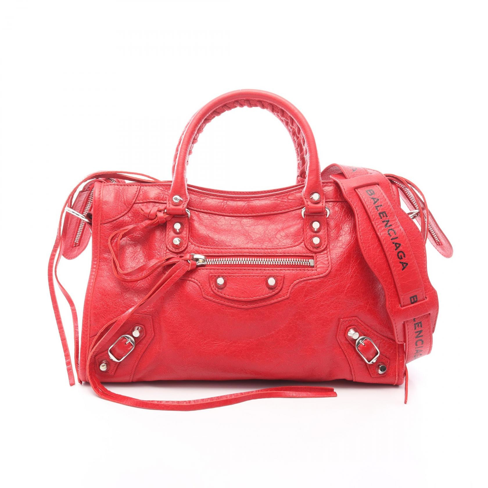 バレンシアガ BALENCIAGA Le City Small ル シティ スモール 2WAY ハンドバッグ バッグ レザー レディース レッド系 8114422AA9S 【中古】