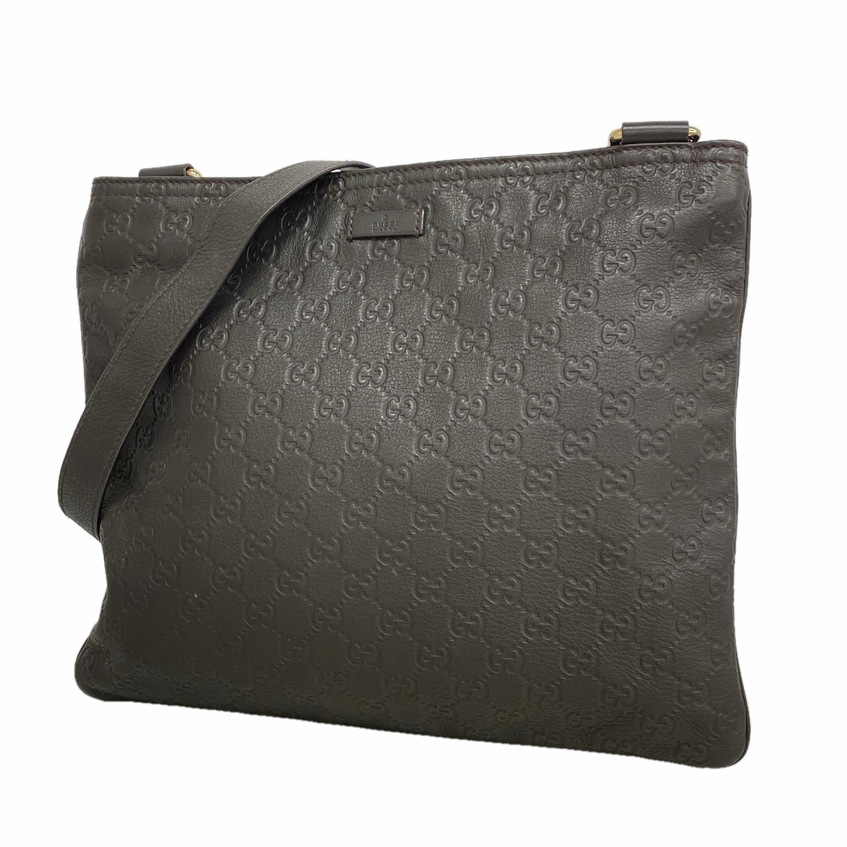【6ge5829】グッチ ショルダーバッグ グッチシマ 201446 レザー ダークブラウン シャンパンゴールド金具【中古】メンズ