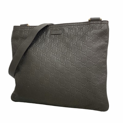 【6ge5829】グッチ ショルダーバッグ グッチシマ 201446 レザー ダークブラウン シャンパンゴールド金具【中古】メンズ
