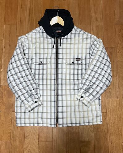 Supreme x Dickies Plaid Hooded Zip Up Shirt "White"