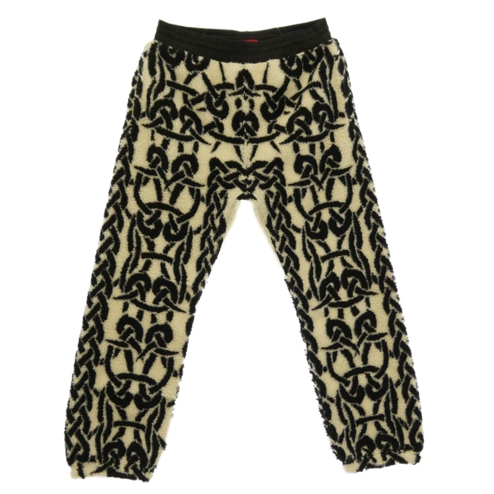 Supreme シュプリーム 21AW Celtic Knot WINDSTOPPER Fleece Pant ケルティックノット ウィンドストッパーフリース パンツ ブラック系 ホワイト系 M【極上美品】【中古】