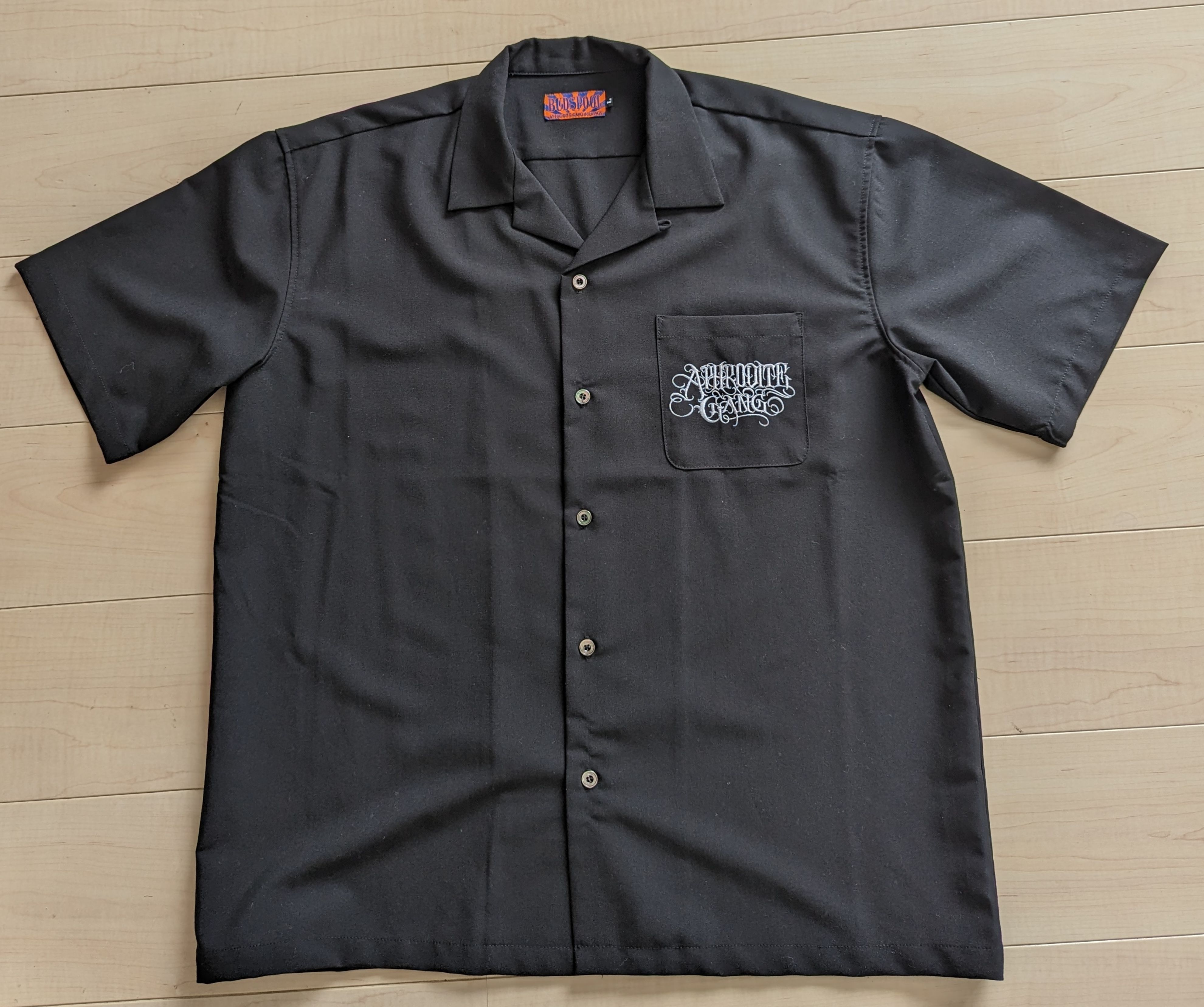 APHRODITEGANG Bud Spool Classic Logo S/S Open Collar Shirt "Black"