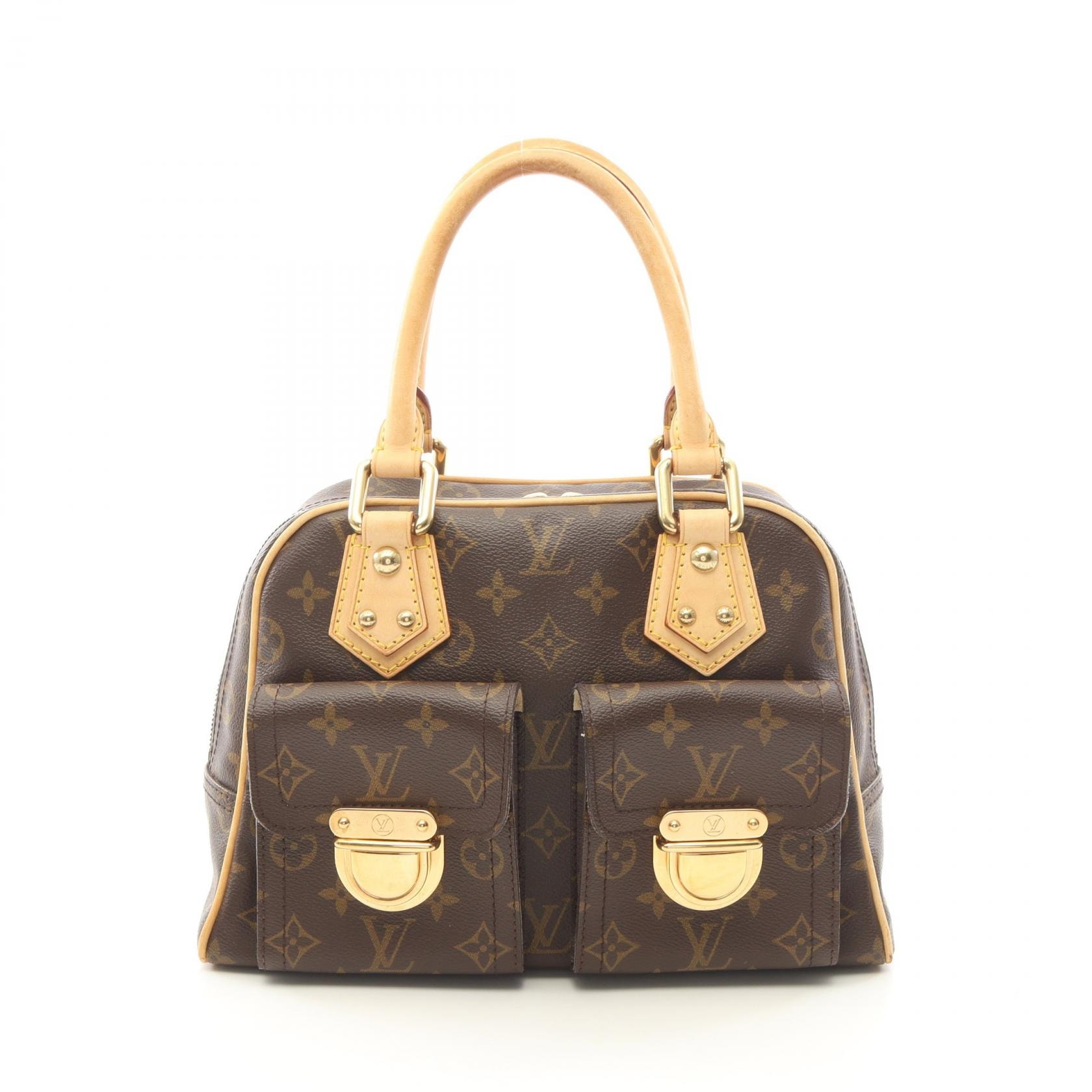 ルイ・ヴィトン LOUIS VUITTON マンハッタンPM モノグラム ハンドバッグ バッグ PVCコーティングキャンバス レザー レディース ブラウン系 M40026 【中古】