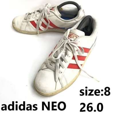 adidas NEO/アディダス★ローカットスニーカー【size:8/26.0/white×red/白×赤】leather/sneakers/Shoes/trainers◆sF-143